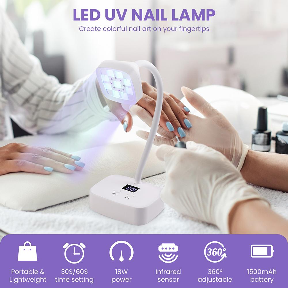 Wireless LED UV Nail Dryer Gel Nail Fast Drying Nail Lamp Mini Cureing Lamp For Nails Manicure Table Lamp Rechargeable Nail Lamp