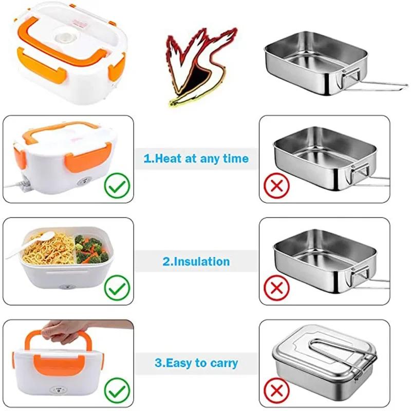 Portable Electric Lunch Box Food Heater Rice Cooker Container Dinnerware Set 12V - 24V 110V 220V Warmer Bento Boxes