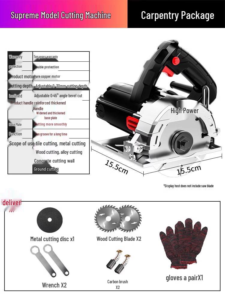 Portable Multifunctional Electric Saw for Marble, Stone, Tile, and Wood Cutting