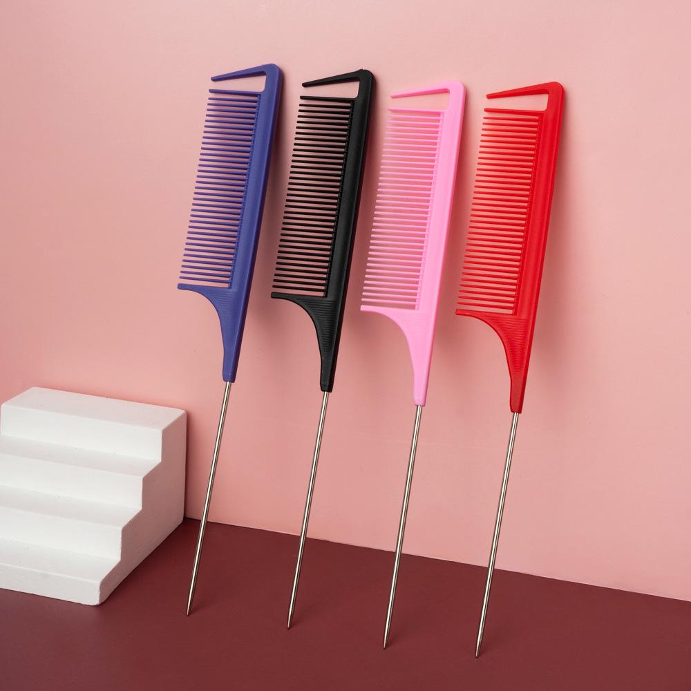 Steel Needle Rat Tail Comb for Hairdressing - Teasing, Styling, and Parting Comb for Makeup Artists and Wigs.