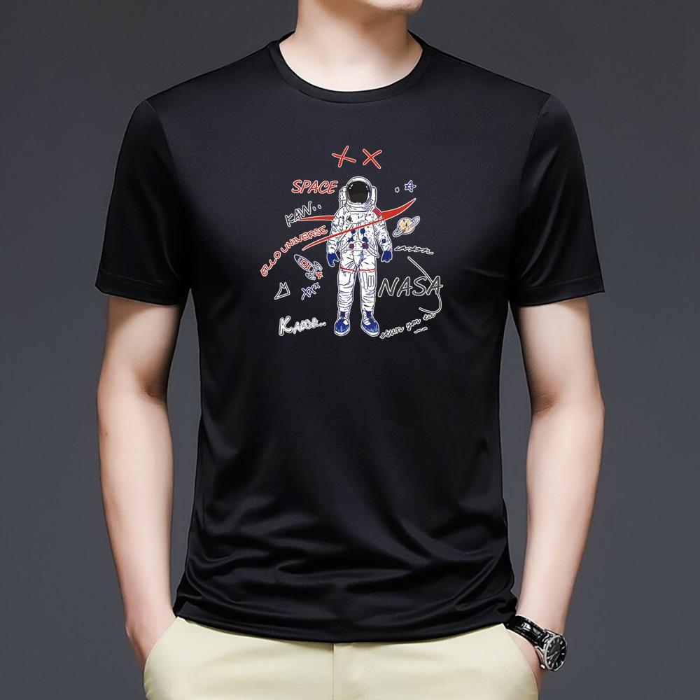 Summer Top Mens T Shirts Harajuku Casual Clothes Short Sleeve Fashion Astronaut Printed O Collared Tshirts Fashion Soft Pullover