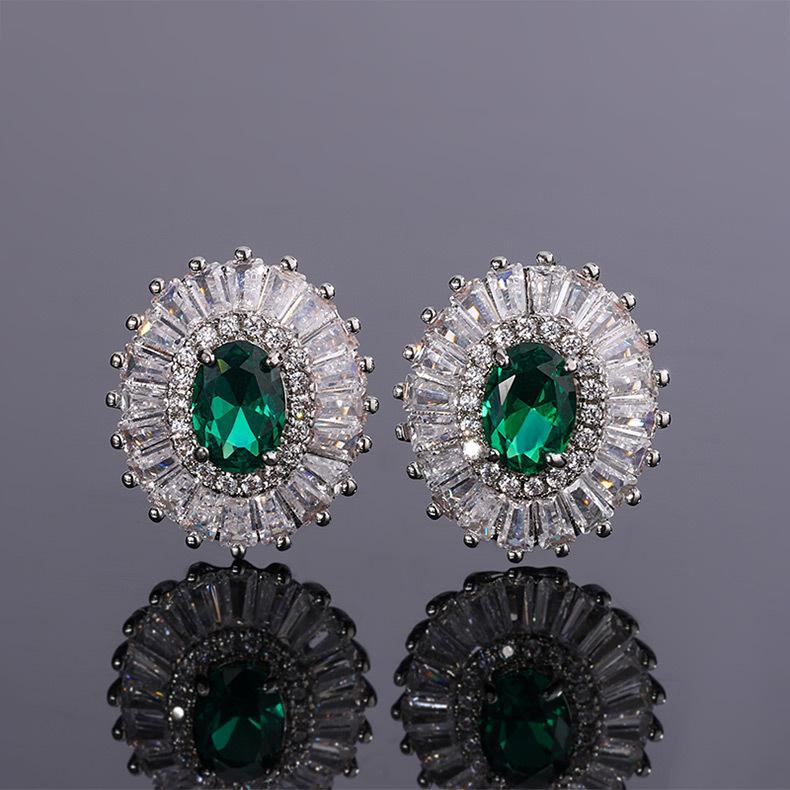 Light Luxury Jewelry, Needles, Zircon, Stone Earrings, Peacock, Emerald, Water Drop Necklace, Colored Gemstones, Pigeon Blood Red Rings