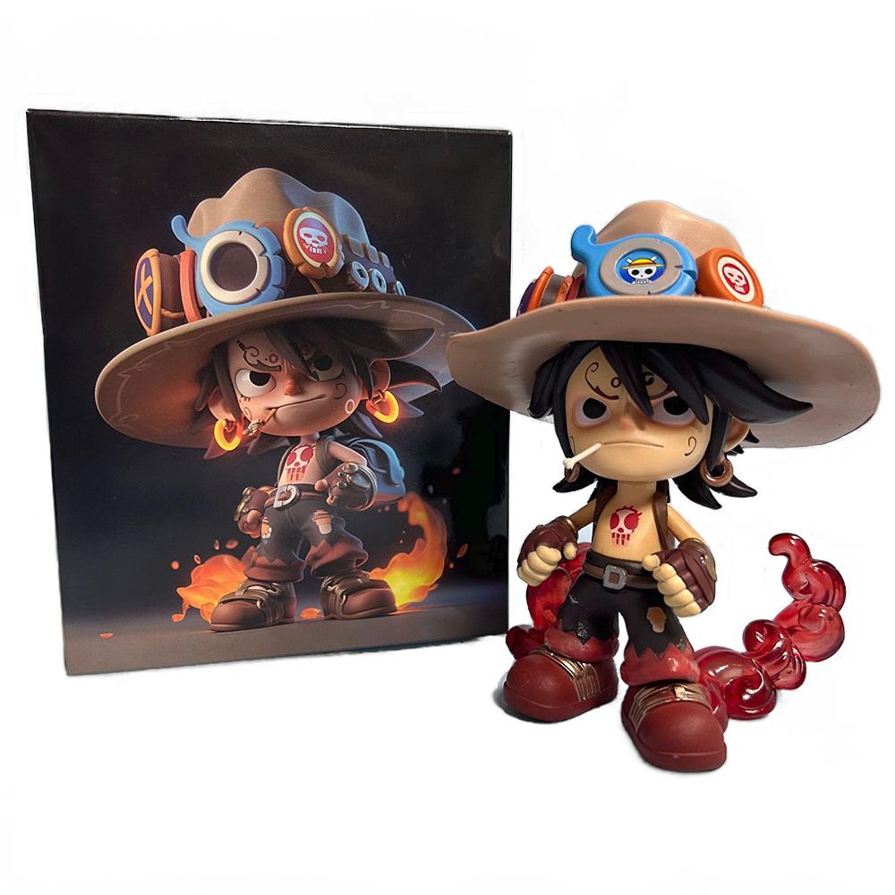 14CM Anime One Piece Portgas D Ace Figure Q version kimono Action Standing Model Toy Gift Collection Action Figure PVC With box