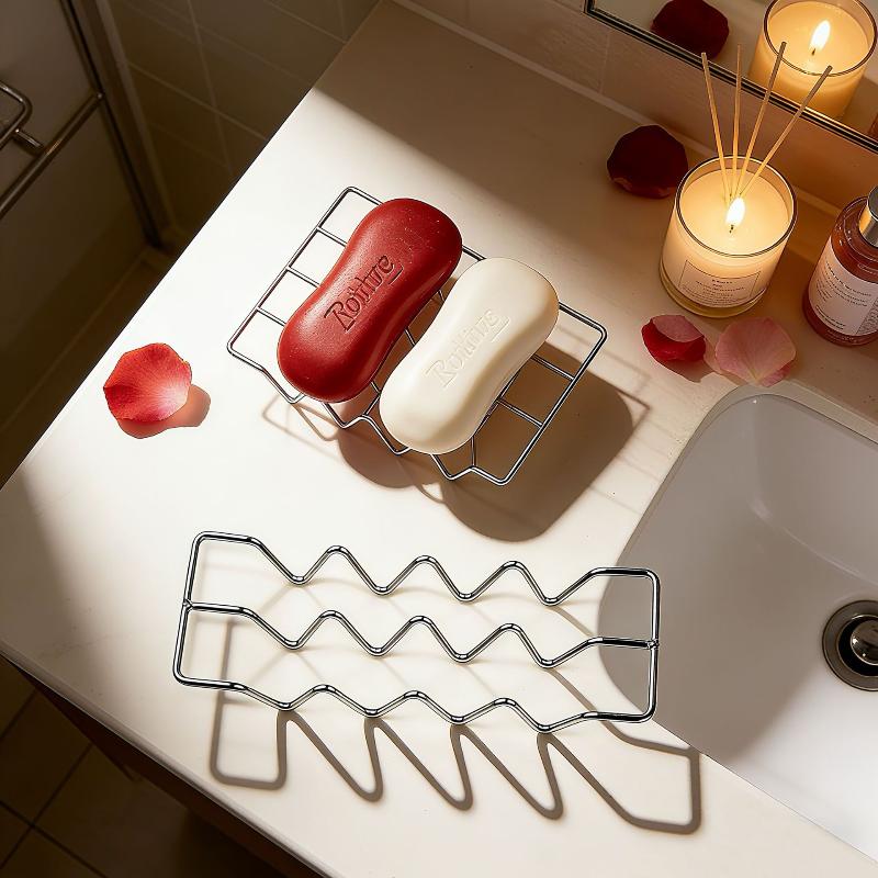 Stainless Steel Minimalist Creative Soap Dish Rack Draining Soap Holder For Kitchen Bathroom Countertop Sink Home Organizer 1Pc