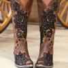 Fashion Western Style Women's Pointed Large Embroidered Rose High Heels Vintage Old Women's Boots High Barrel Western Boots