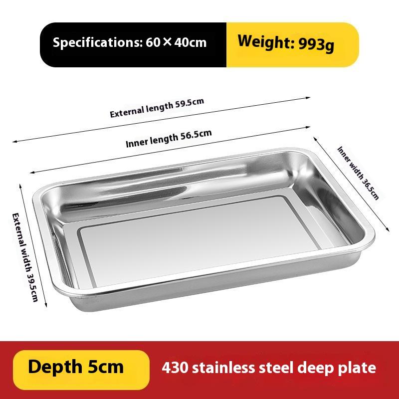Stainless Steel Rectangular Barbecue Serving Tray For Tea Rice Sausage Meat Metal Utensil