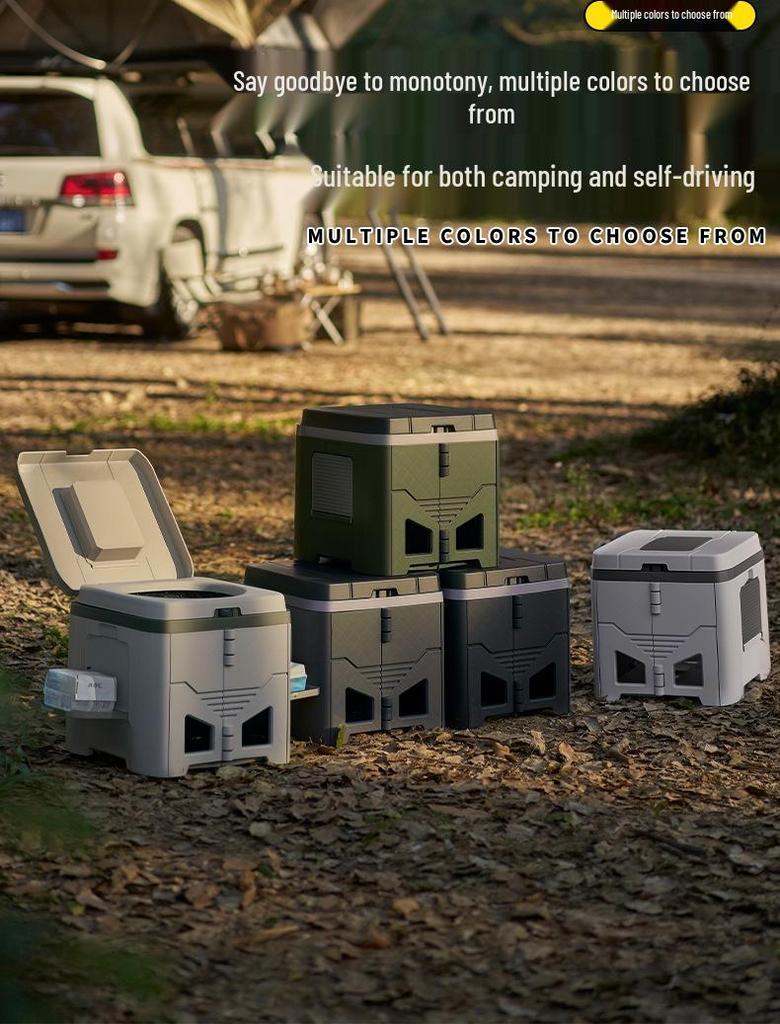 Portable Odor-Proof Folding Car Toilet and Trash Can for Outdoor and Self-Driving Tours