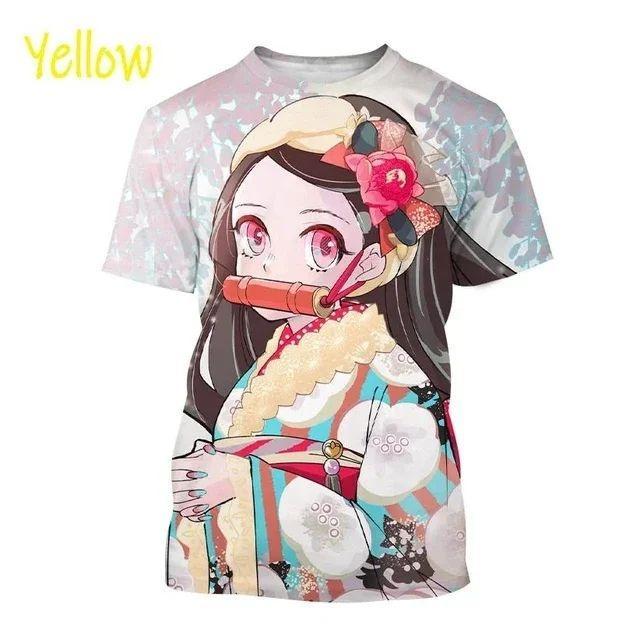 Summer Nezuko Kamado 3D Personalized Anime Printed T-shirt Fashion Men and Women Devil Slaye Short Sleeve Hip Hop T-shirt