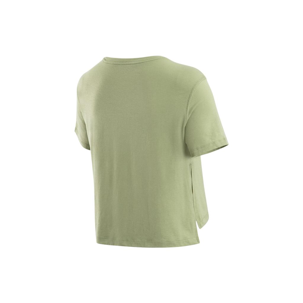 Nike Yoga Dri-FIT Solid Side Slit Running Crew Neck Short Sleeve T-Shirt Women Tops Oil-Green DM7026-386