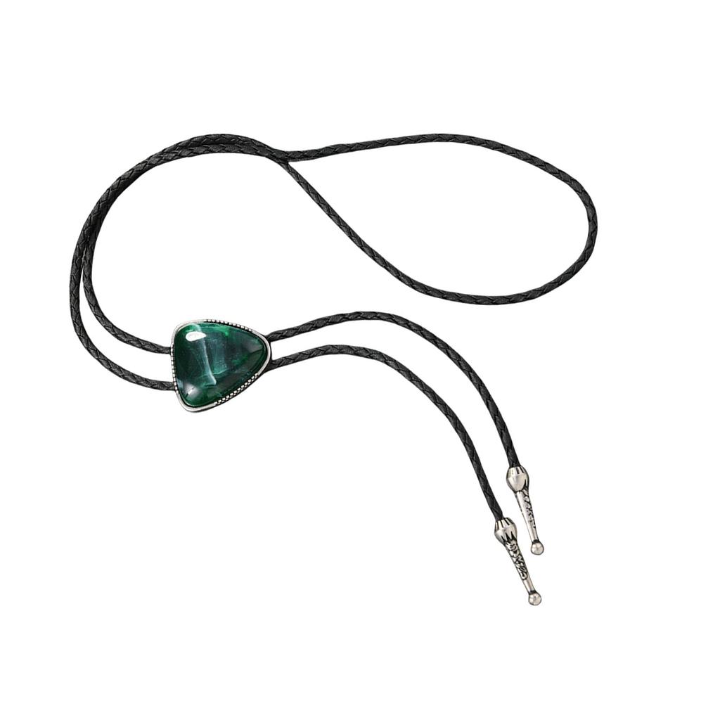 Vintage Dreieckiger Stein Bolo Tie Cowboy Kostüm Accessoire für Männer und Frauen Western PU Leder Kordel Krawatte Halskette