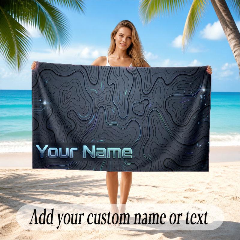 Abstract Personalized Theme Soft Beach Towel Personalized Custom Name Text Towel Portable for Beach Pool Travel