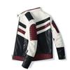 Herren Lederjacken Motorrad Stehkragen Reißverschluss Neue männliche Pu-Mäntel Biker Street Kunstleder Fleece Bomberjacke Oberbekleidung