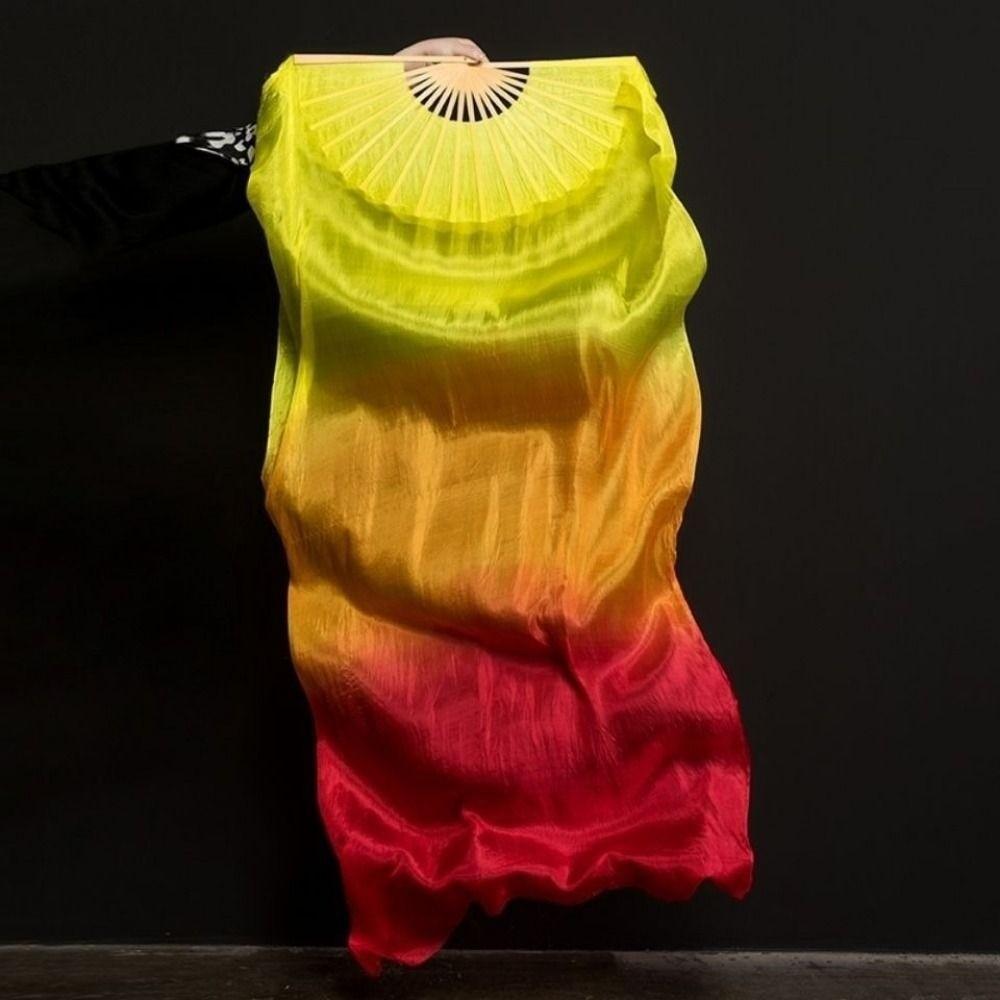 120/150/180cm Gradient Color Dancer Fan Right&Left Hands Rayon Silk Fans