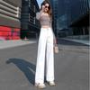 Autumn Straight-Leg High-Waisted Extra-Long White Wide-Leg Jeans for Women: Slim, Loose, Floor-Length Fit