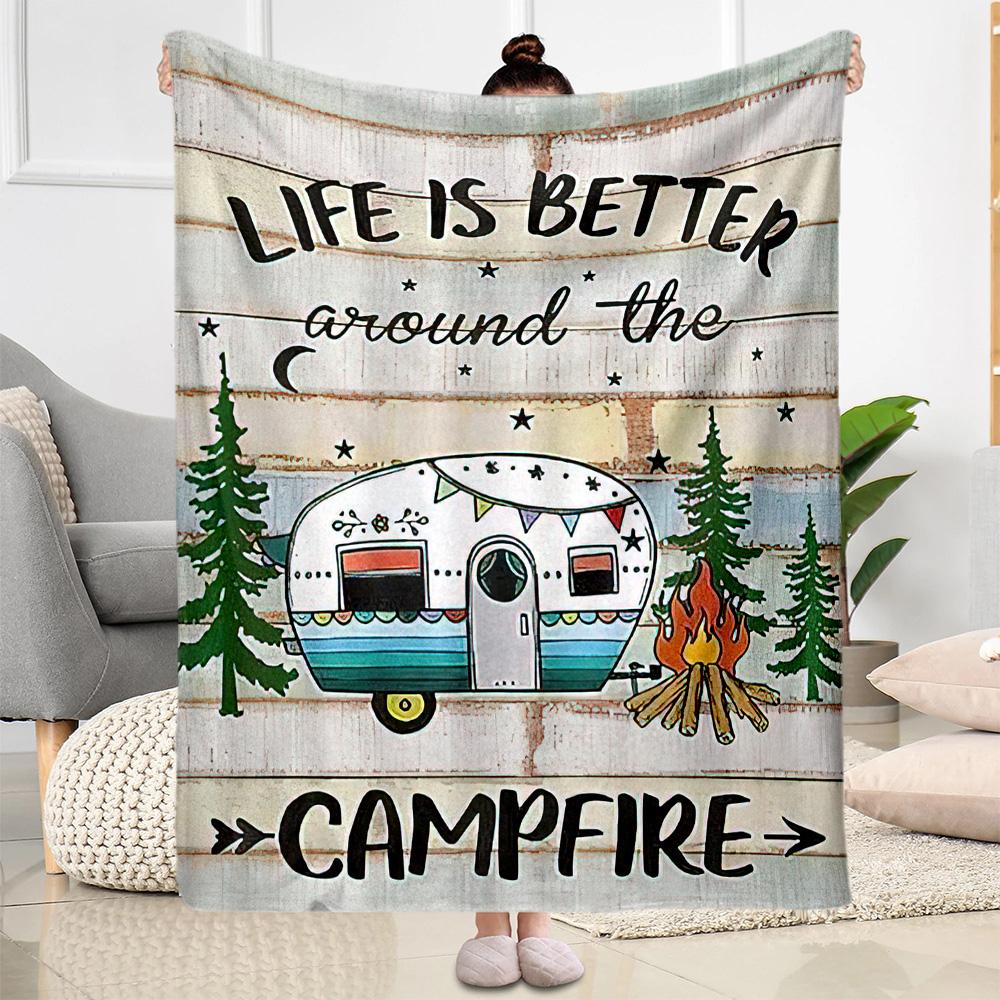 Campfire Life Adventure Blankets are suitable for living rooms,making them an ideal choice for outdoor travel and gifts.