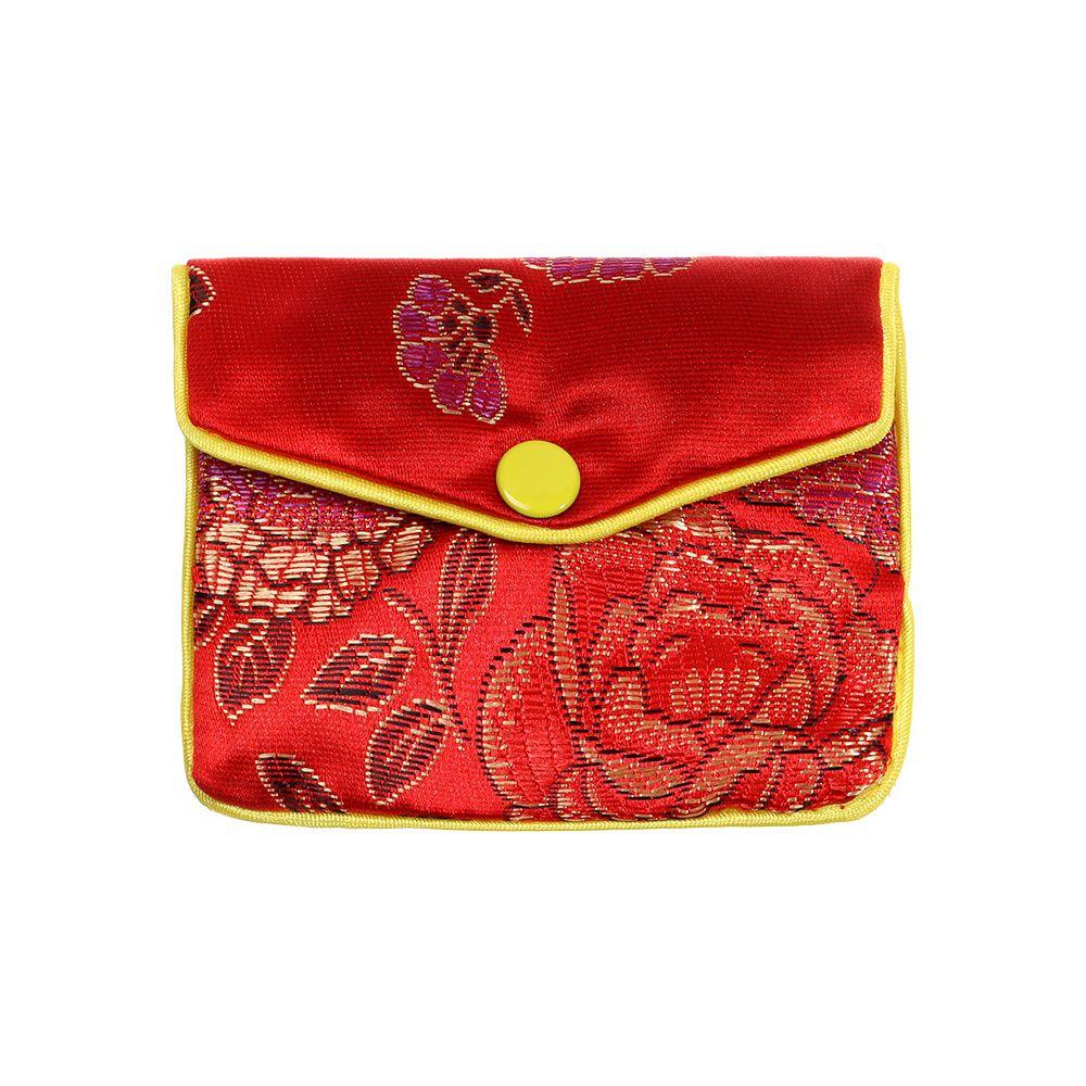 Brokat Handgefertigt Tragbar Reißverschluss Schmucktasche Aufbewahrungsbeutel Stickerei Tasche Druckknopfetui