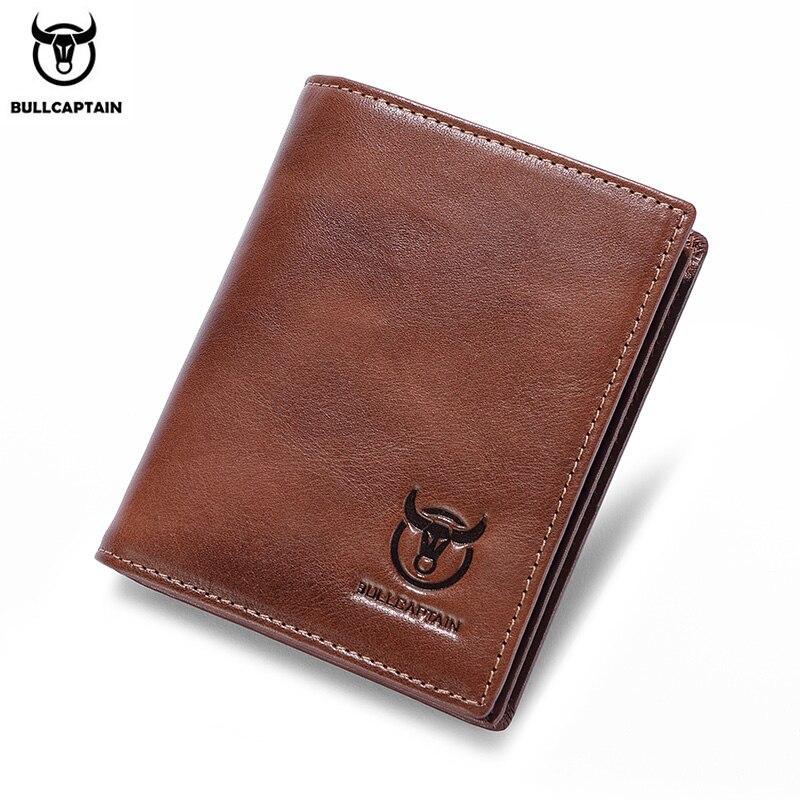 

BULLCAPTAIN 100% кожаный мужской кошелек, высококачественный кожаный мужской кошелек, многофункциональный короткий кошелек с отделением для карт, QB017 кофейный