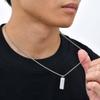 Stylish Crack Square Pendant Necklace for Men,Trend Stainless Steel Vertical Pendant,Jewelry Gift for Husband Dad Son