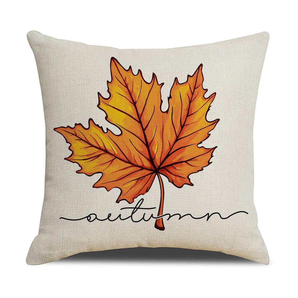 New Warm-toned Pillowcase Orange Maple Leaf Pumpkin Element Car Cushion Linen Waist Cushion Pillow