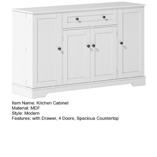 Kitchen Cabinet Multifunctional Buffet 138cm Sideboard with Drawer Shelf Doors And Adjustable Shelves Buffet Modern Design Anti-Tip Protection