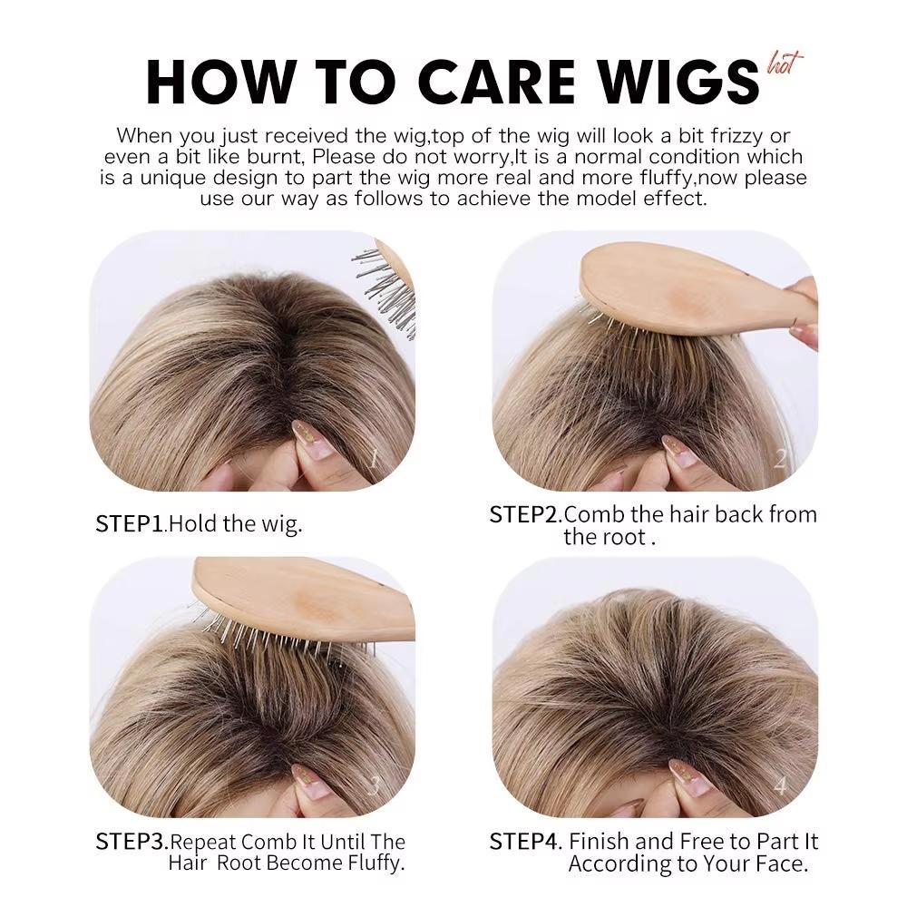 HAIRCUBE Loira Dourada Escura Raiz Em Camadas Remy Cabelo Humano Perucas Curto Bob Pixie Corte Natural Onda Peruca com Franja Perucas de Cabelo Humano para Mulheres