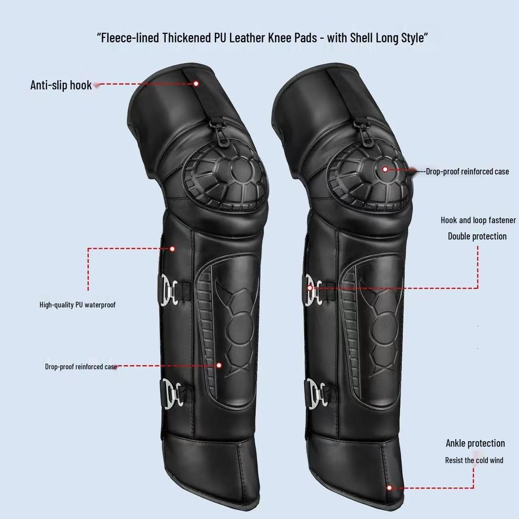 Windproof & Coldproof Electric Motorcycle Knee Pads - Warm, Rainproof, Adjustable, Unisex PU Leg Warmers for Winter Riding