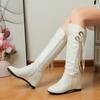 Fashion botas femininas women fashion sweet black patent leahter wedge heel boots lady casual spring & autumn comfort white boots ea406