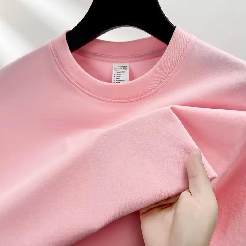 Blank Plain Crew Neck Tshirt Unisex Cotton Short Sleeve Loose Oversized Minimalist Basic Tee Casual Daily Wear Top