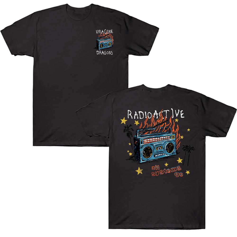 Trendy discount Imagine Dragons Radioactive T-shirt Katoen Heren/Dames T-shirts Hoge Kwaliteit Zacht Unisex Streetwear Hip Hop Mode Zomer Korte Mouw Tops M