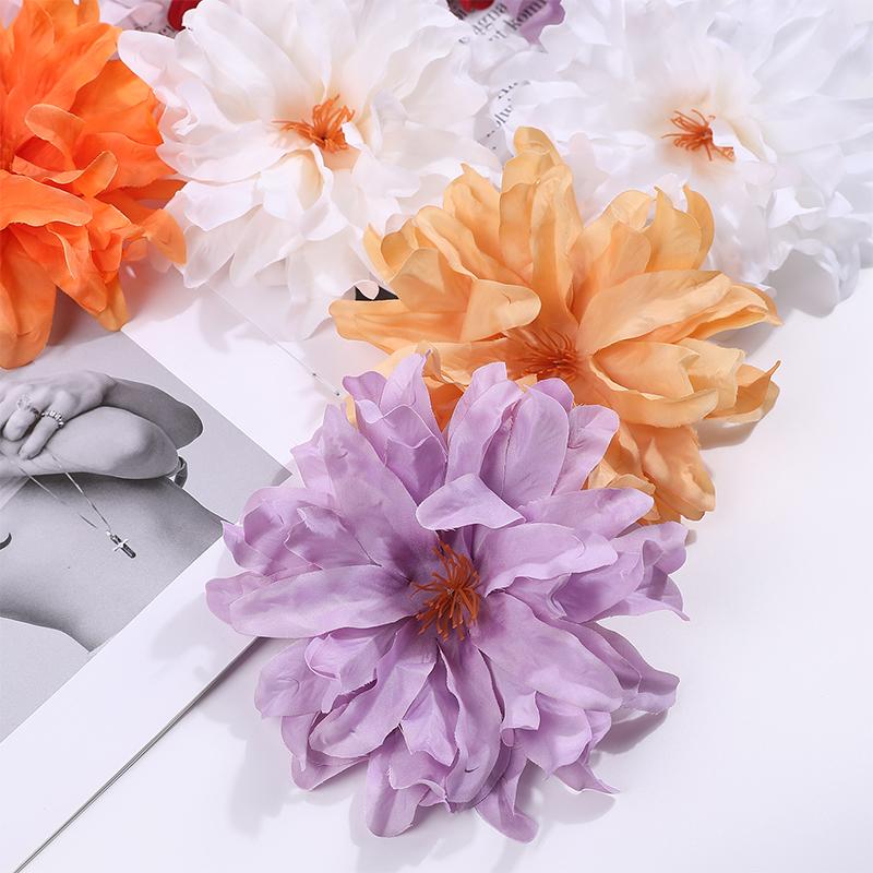 3/5/10Pcs Dahlia Artificial Silk Flowers Heads For Wedding Home Decoration DIY Wreath Gift Box Scrapbooking Craft Fake Flower