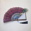 Portable Peacock Feather Folding Fan Exquisite Dance Hand Fans  Wedding Party Decor