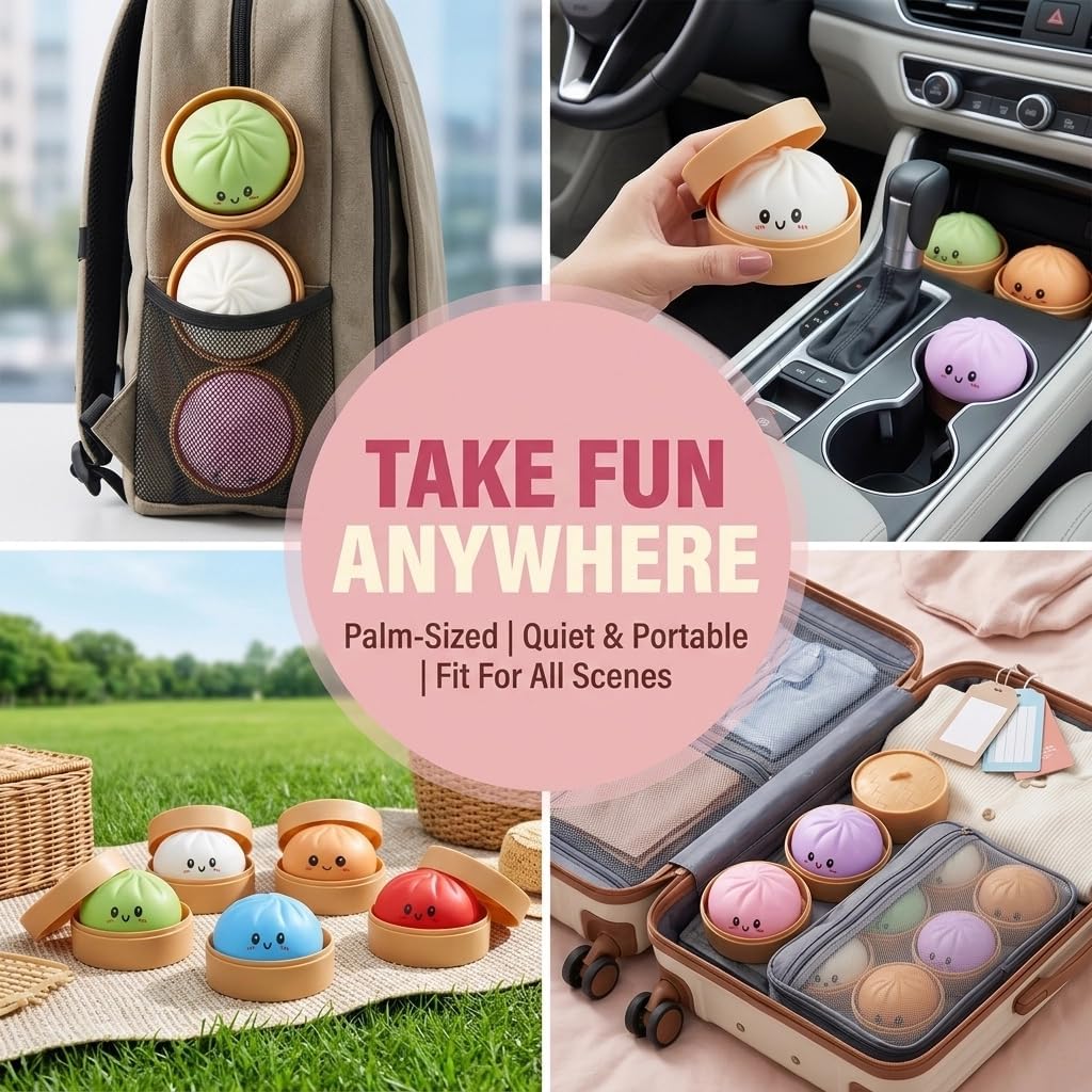 Aesthetic 1PCS Bun Squishy: Solid Maltose Stress Reliever, Mystery Steamer Ornament, Trendy Adult Fidget Toy, Party Favor