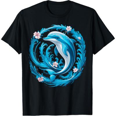 Cute Dolphin Floral T-Shirt(1)