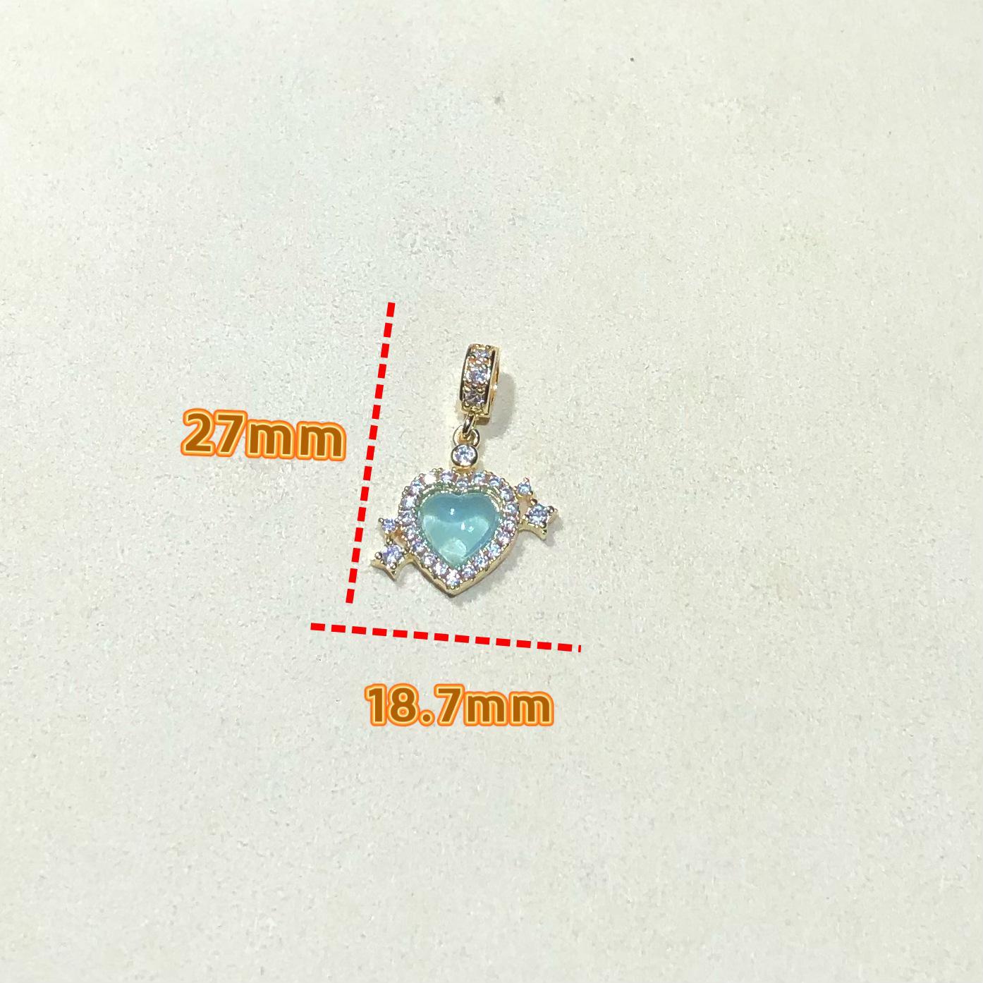 14k Gold-Plated Pink Heart Pendant with Cubic Zirconia & Crystal Beads