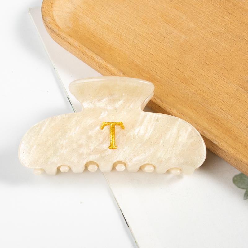 Creative Design 8.6Cm Cream-Coloured Letter Hair Clip Simple Acrylic Shark Clip Hair Accessories For Temperament Girls