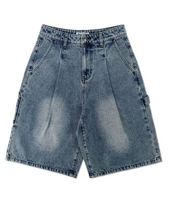 RAYFIKERS Single-Pleat Bermuda Denim Pants Mq2Du345_Indigo