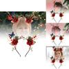 Enchanting Forest Style Antler Headband With Faux Flowers For Christmas Celebrations