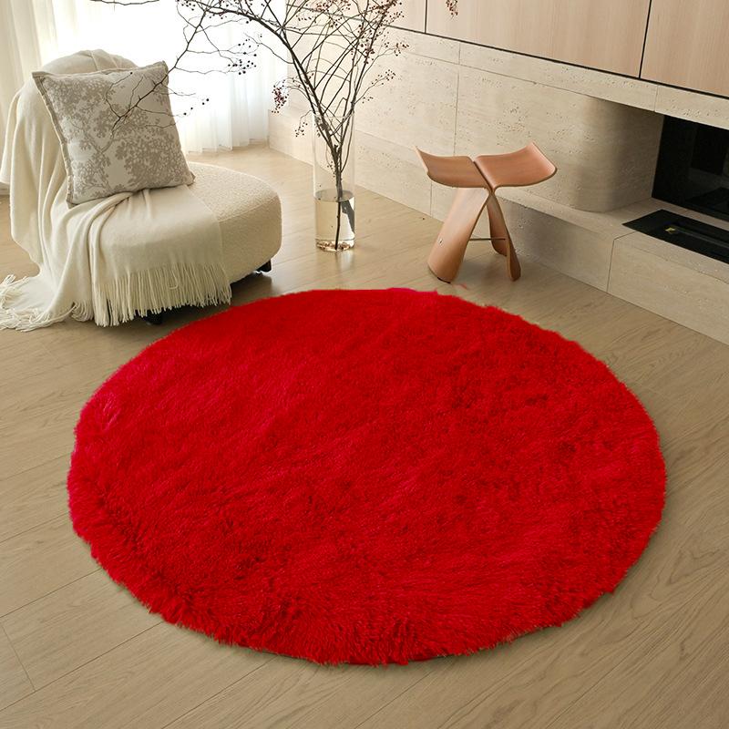 Checkerboard Round Fluffy Shaggy Rug Soft Long Pile Carpet for Bedroom Living Room Plaid Area Rug Kids Room Circular Mat