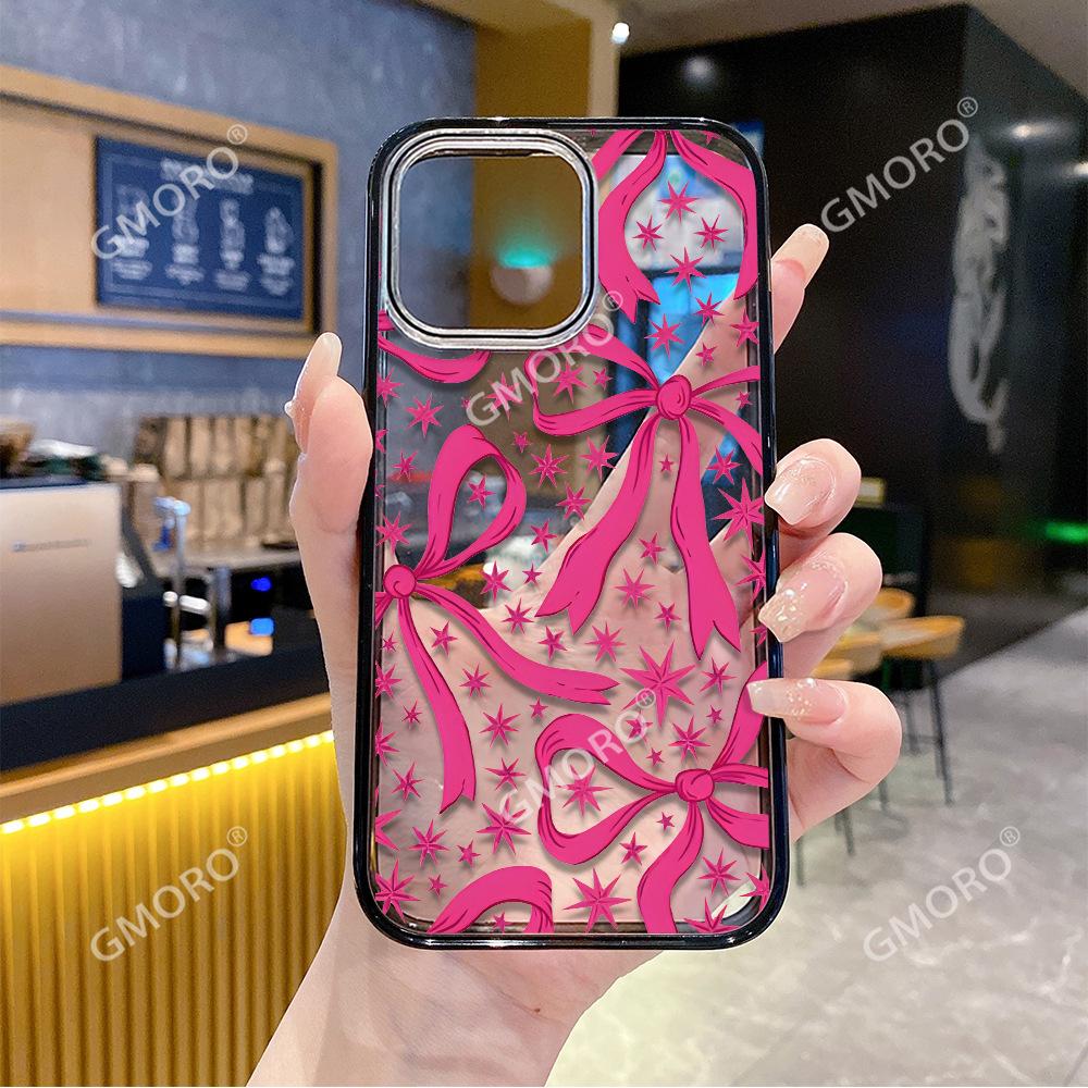 Shrimp Skin Popular Rose Red Bow Is Suitable for iPhone16 Small Fresh Mobile Phone Case Apple 17Pro Magnetic Suction Hard Case