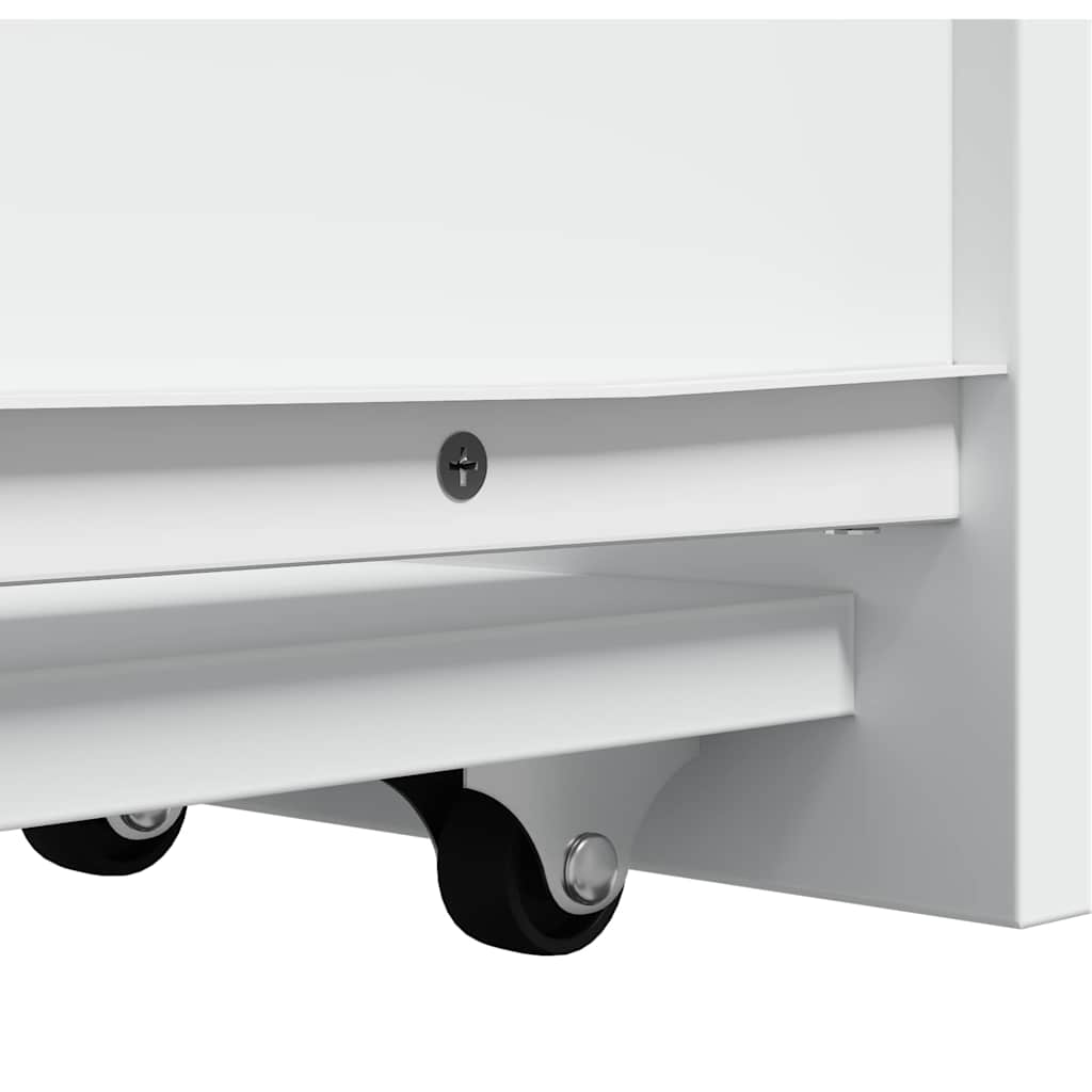 Narrow Bathroom Cabinet with Casters White Engineered Wood