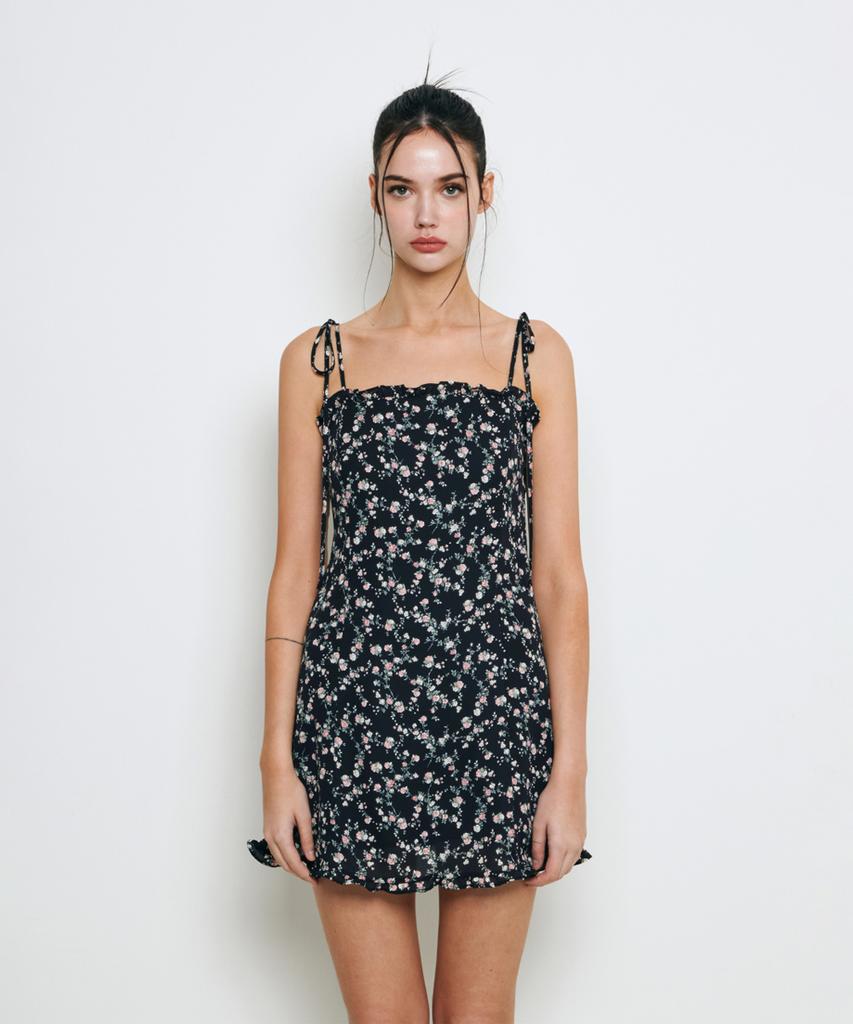 NOT YOUR ROSE Frill Mini Dress (Black)