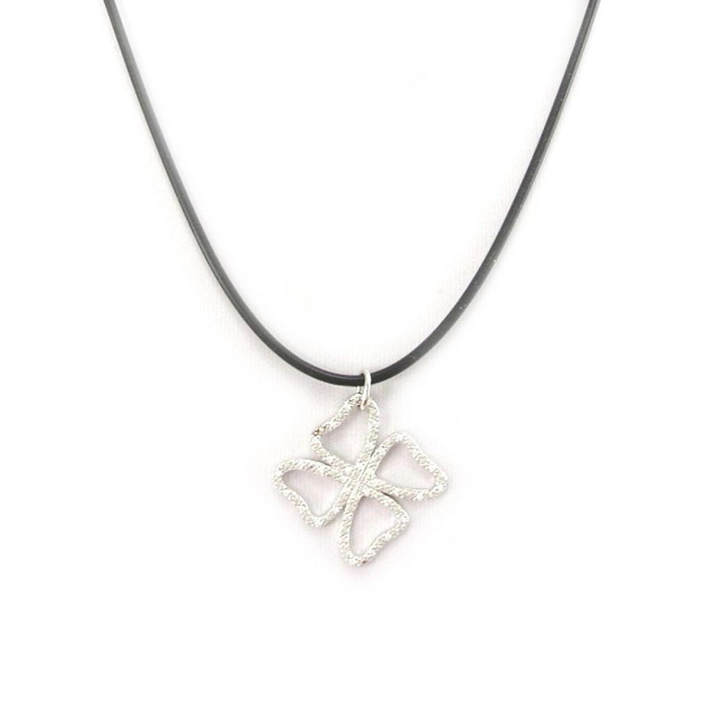 Altesse [L5363] - White 'Clover' Silver Necklace