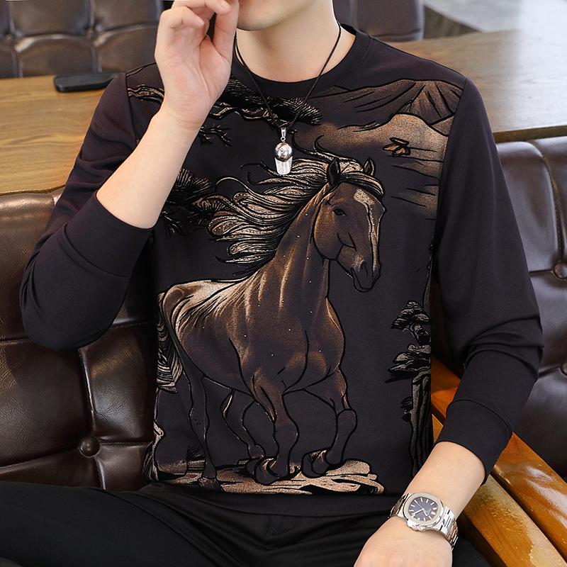 

Woodpecker Men s Plus Size Round Neck Hoodie - Casual Loose Fit Long Sleeve Top for Spring and Autumn L (115-135 jin)