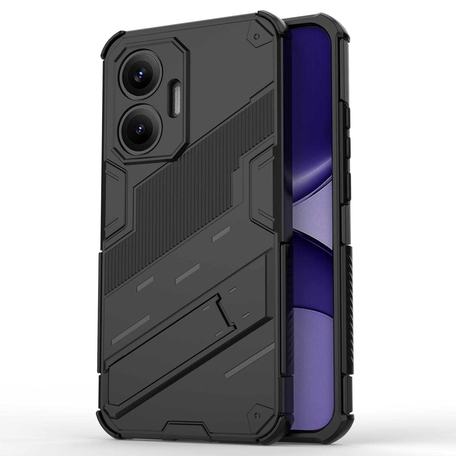 

For Xiaomi Poco F7 5G/Redmi Turbo 4 Pro 5G Case PC+TPU Shockproof Phone Cover with Kickstand Black