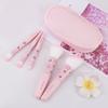5Pcs Cute Compact Makeup Brush Set With Case Premium Brush for Flawless Foundation, Blush, Eyeshadow Application Beauty Tools