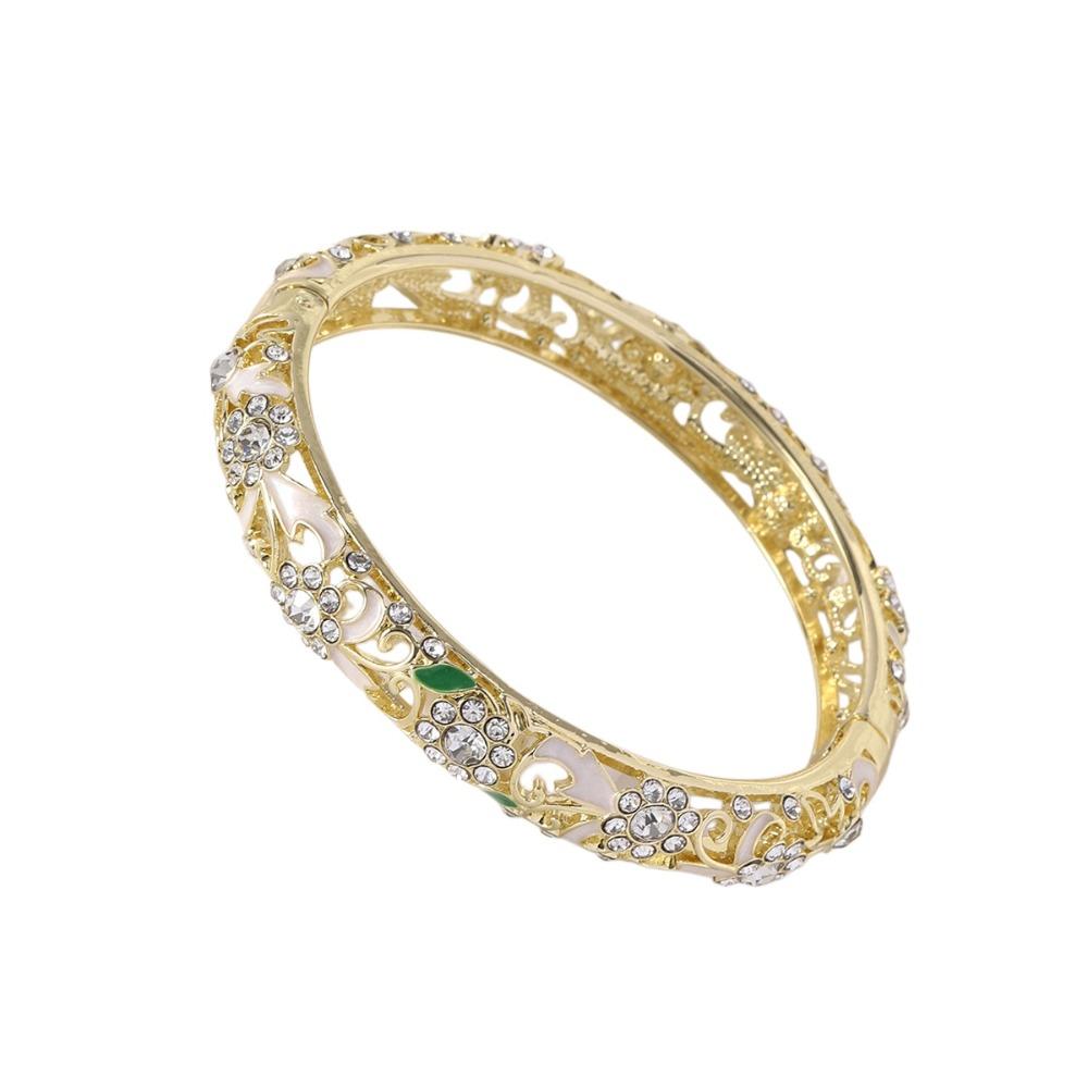 Rhinestone Vintage Cloisonne Bangle Hollow Women's Hand Bracelet  Jewelry Gifts