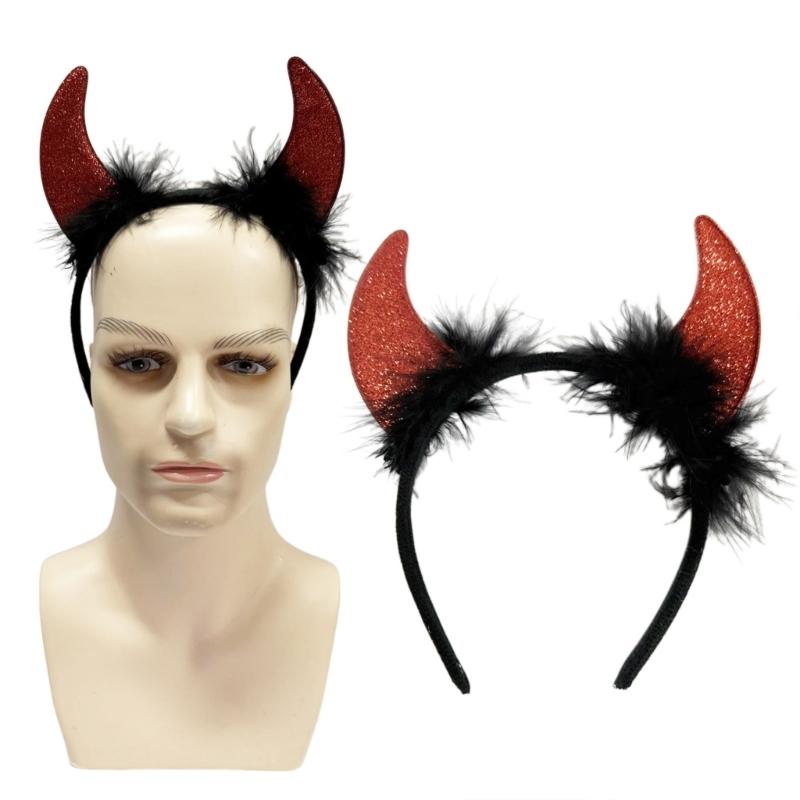 Verstellbare Teufelshörner Kopfbedeckung Bequeme Kopfbedeckung Einzigartige Kopfschmuck Kostümzubehör für Halloween-Veranstaltung