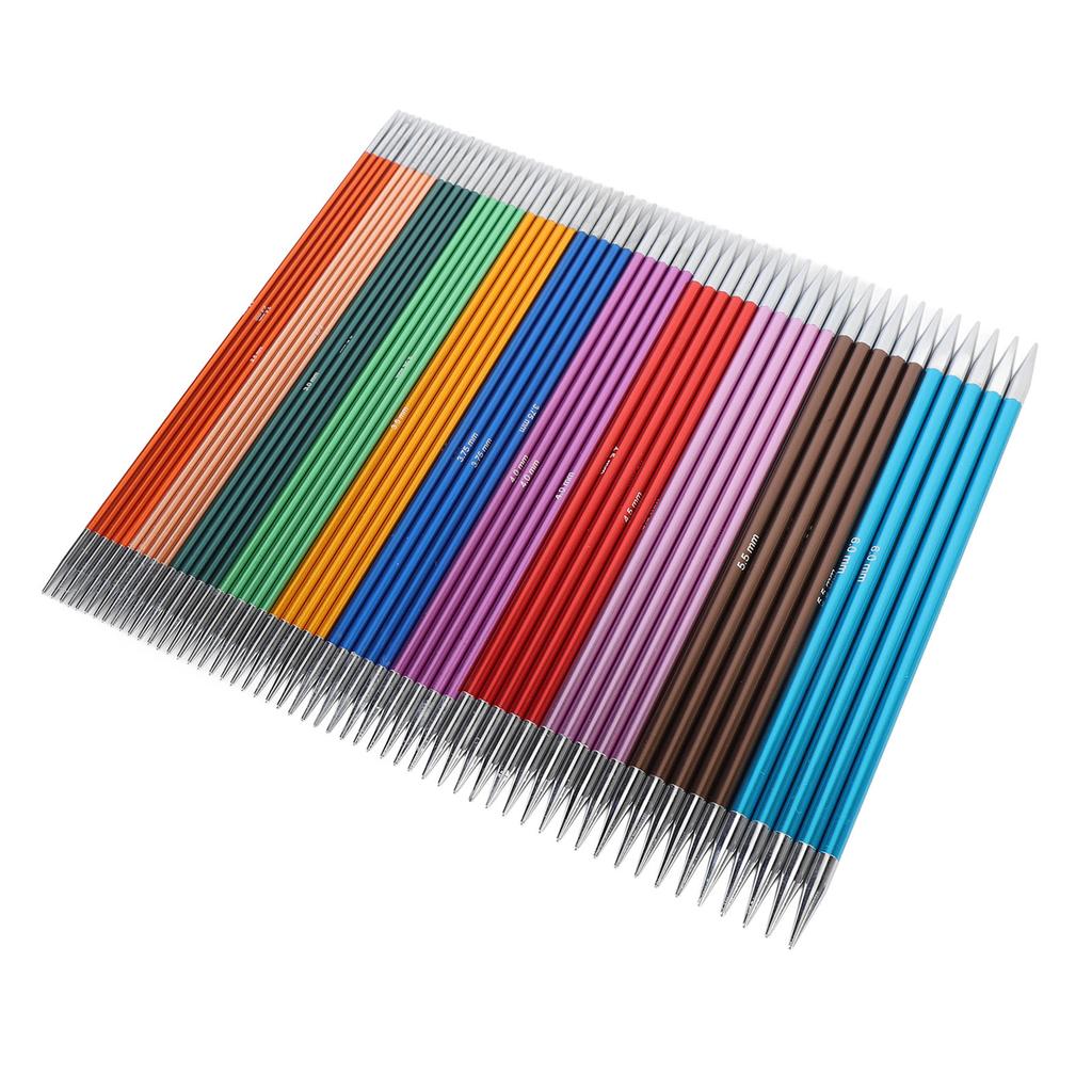 55PCS Double Pointed Needles Aluminium Oxide Color Straight Knitting Needle Set for Sweater Scarf Hat