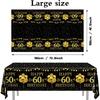3Pcs 60th Birthday Tablecloth Decorations 60 Year Old Birthday Decorations Black Gold Happy 60 Birthday Table Cloth Rectangle Table Decorations 60th
