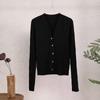 2025 Autumn/Winter V-neck Long Sleeve Single-Breasted Diagonal Stripe Knit Cardigan Outerwear